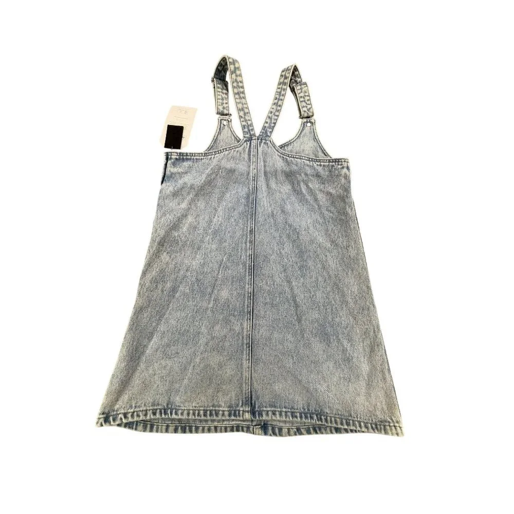 Regeneration By Celebrity Pink Daisy Dress Overall Denim Jumper Womens XS - Picture 3 of 7